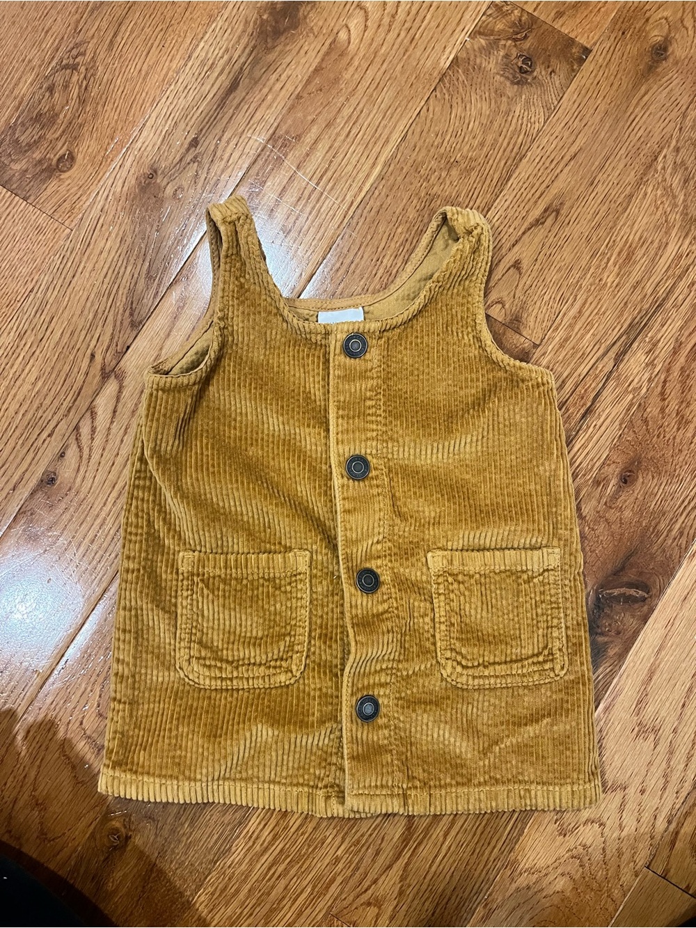 Little Co. Corduroy Button-Front Kids Dress in Mustard